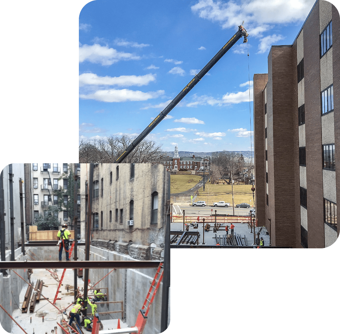NYC construction workers on a commercial job site